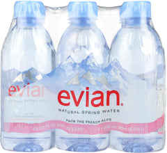 evian single bottle close-up highlighting clear water and portability benefit