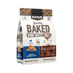 Evolve front packaging showing chicken blueberry formula and benefits