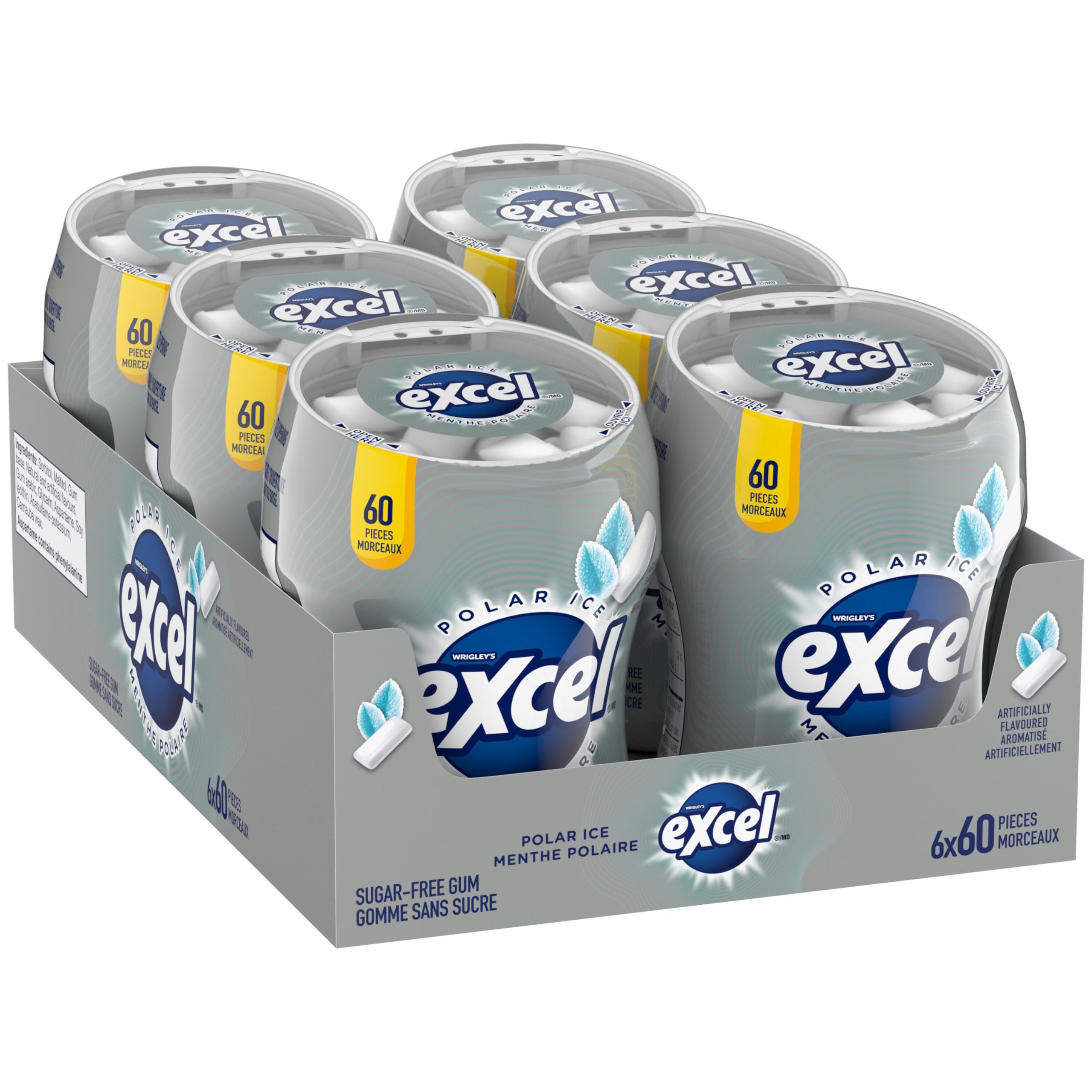 Excel Polar Ice bottle side label with ingredient and product information visible for shoppers