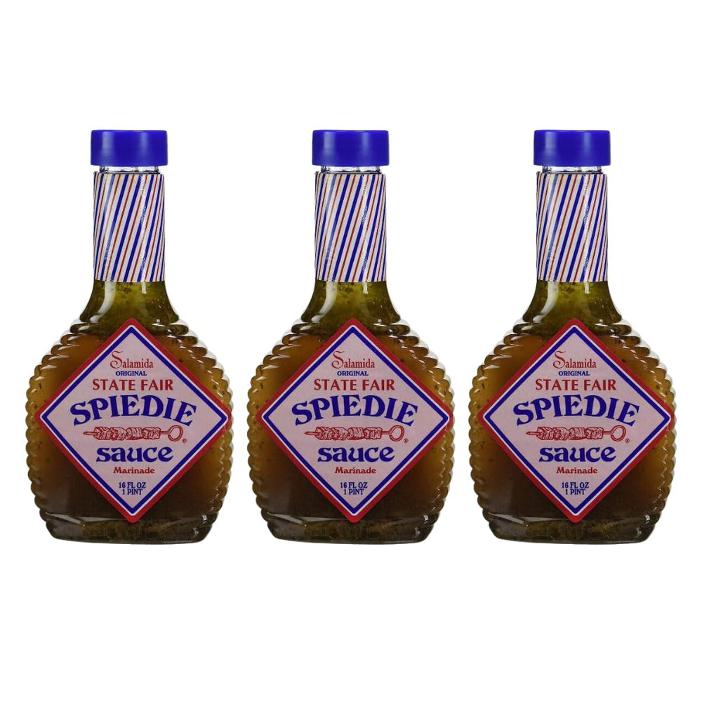 Expedited Flavor Salamida front packaging showing three 16 oz bottles and label benefits