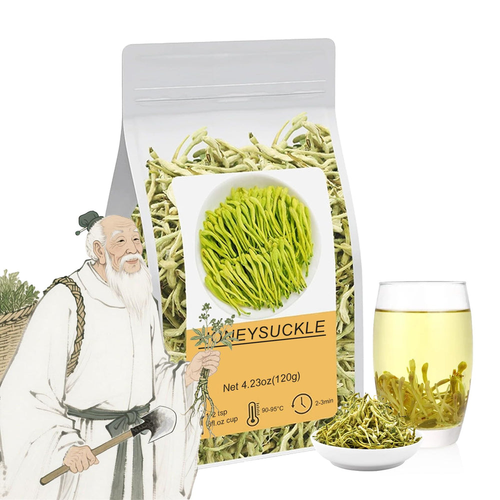 EYEM-AGS front package showing pure honeysuckle buds and clear labeling, promotes freshness