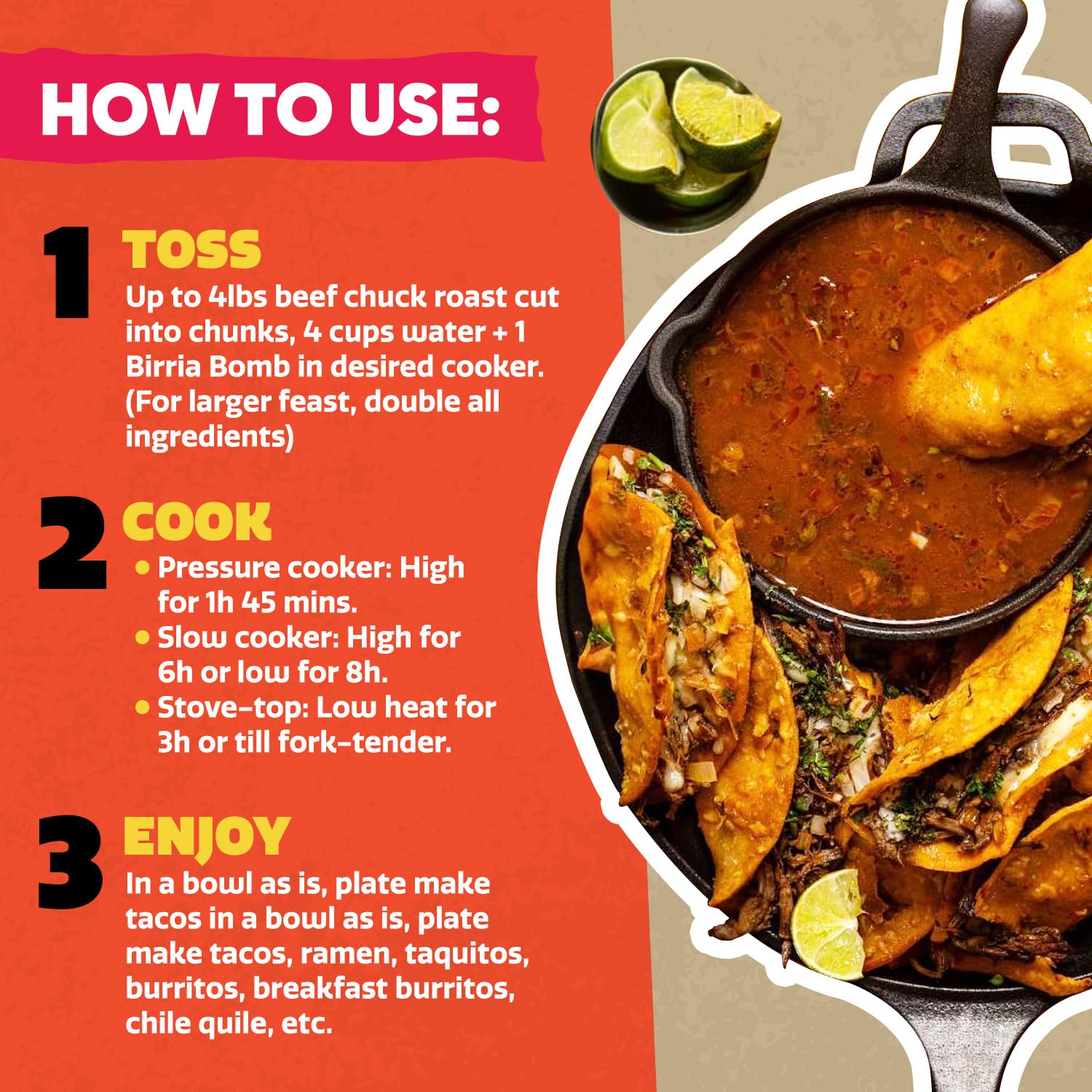 EZ Bombs shredded birria tacos plated for serving with rich, tender meat