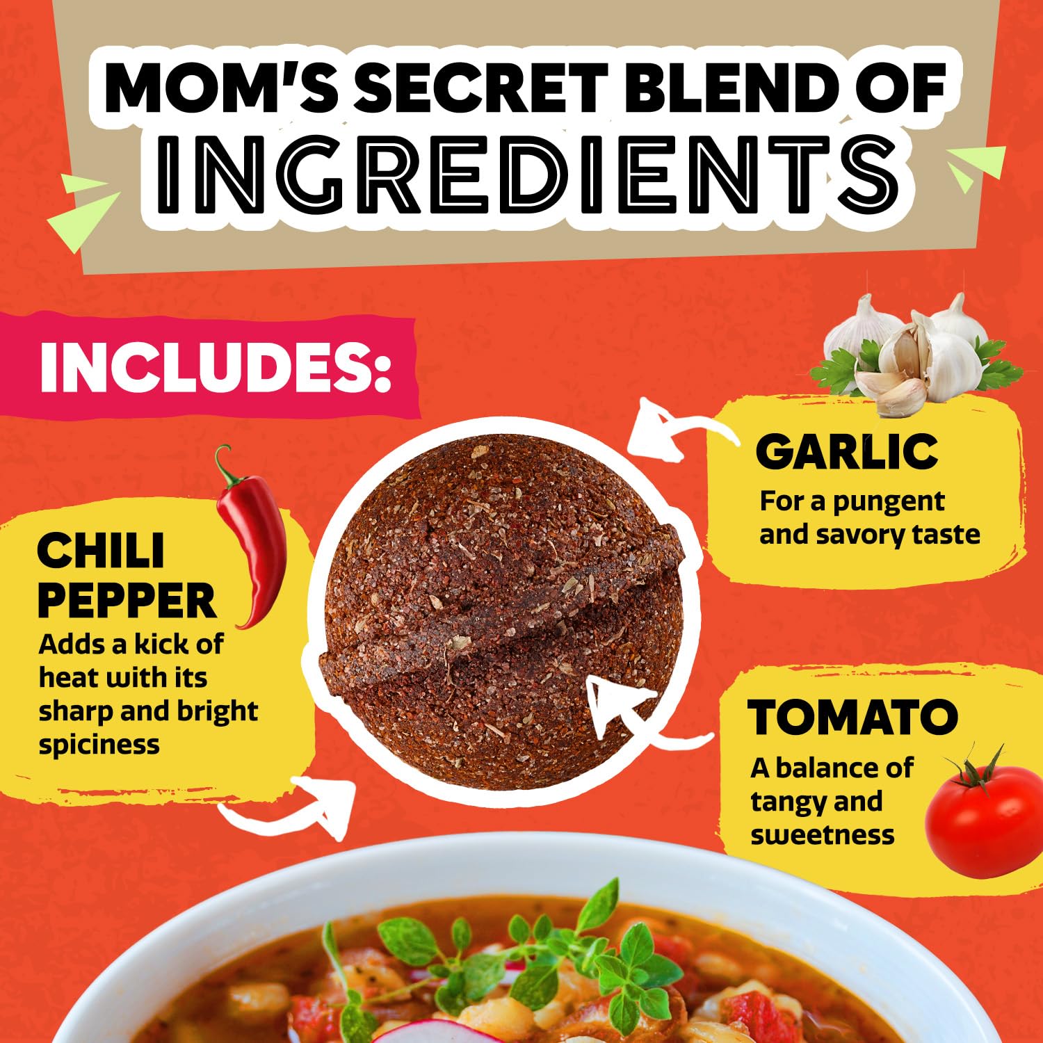 EZ Bombs seasoning ingredients spread with chiles and herbs for authentic flavor