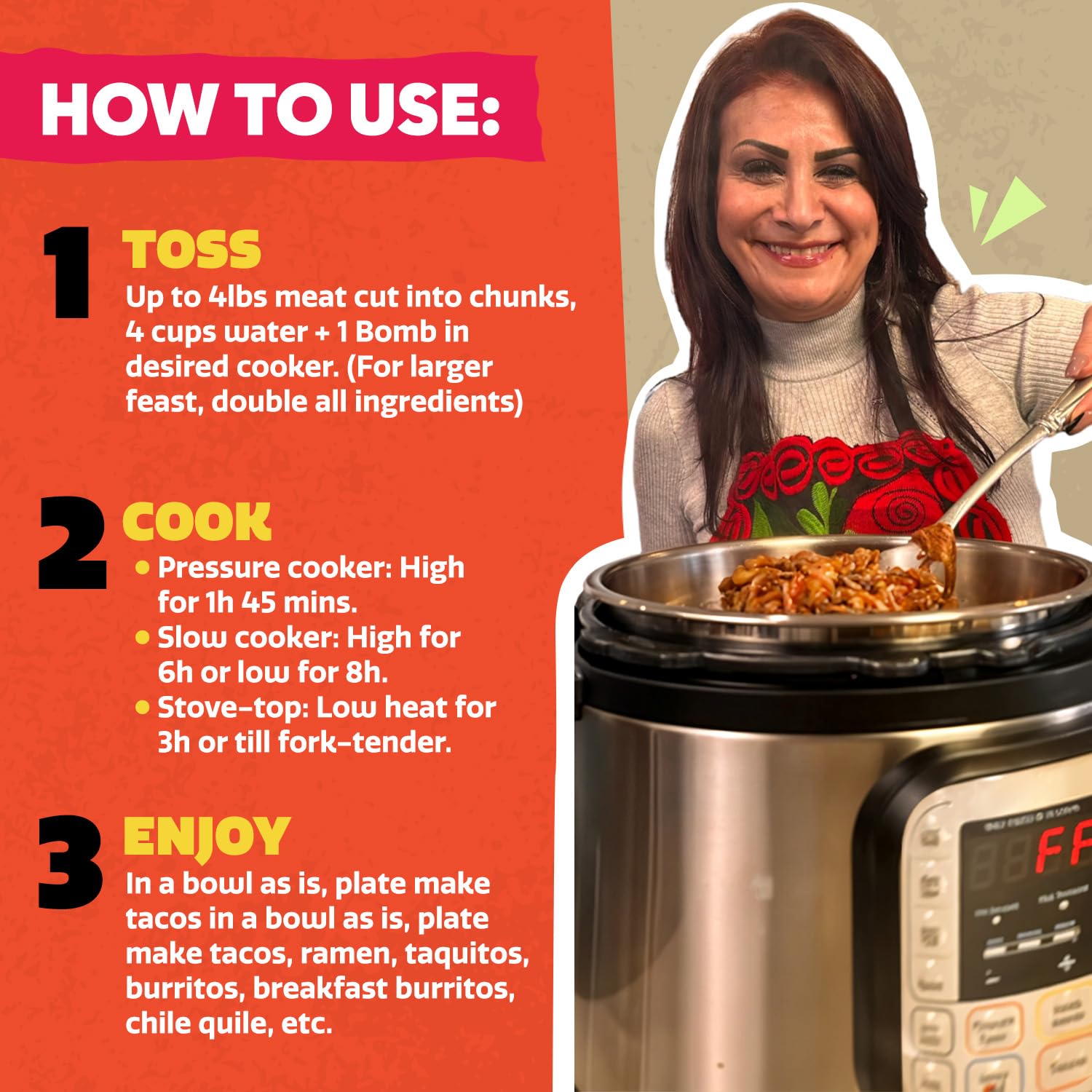 EZ Bombs tinga bomb sauce poured over shredded chicken illustrating quick flavorful meals