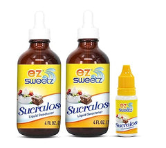 EZ-Sweetz front packaging showing two glass bottles and benefits
