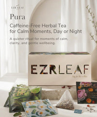 EZR LEAF pyramid sachet close-up showing whole-leaf infusion benefit