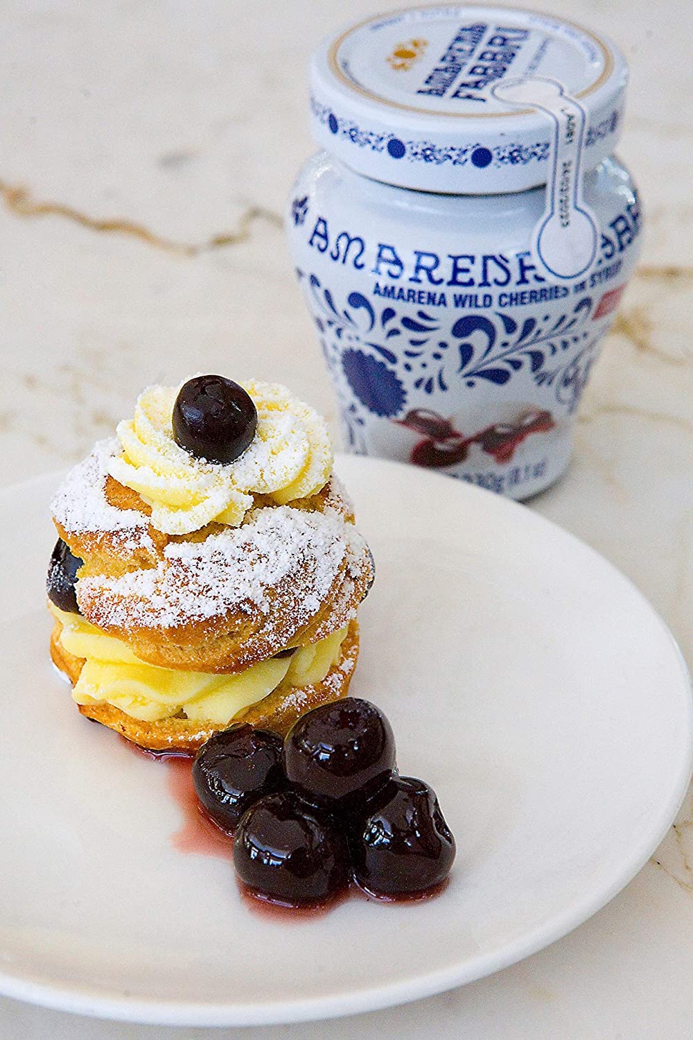 Fabbri syrup texture glistening on cherries for glossy presentation and taste