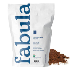 Fabula bag close-up showing organic, non-GMO, mold-free certifications