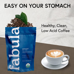 Fabula pulled espresso shot from dark roast beans showing crema and intensity