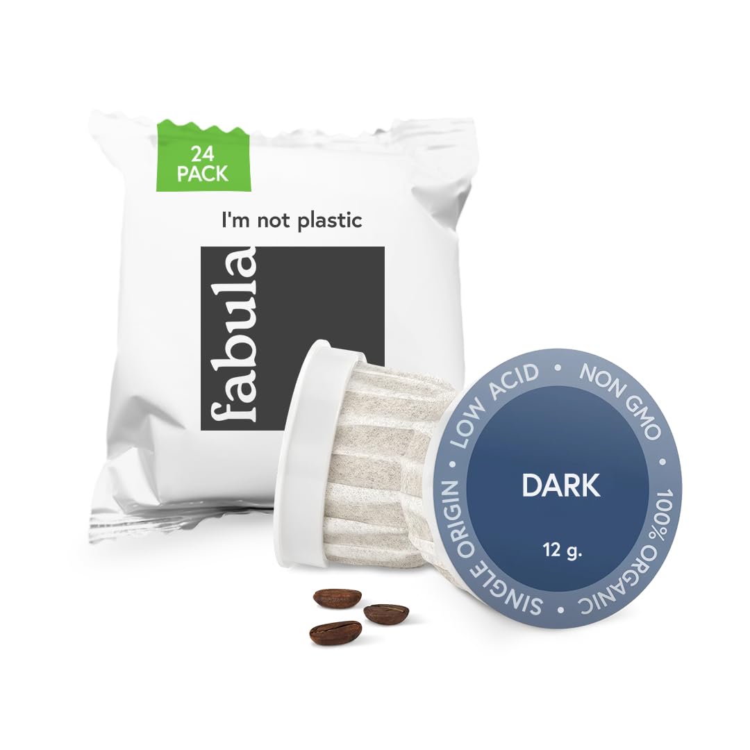 Fabula front packaging showing dark roast label and 24-count freshness benefit