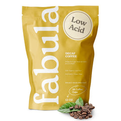 Fabula front packaging 12oz bag showing brand and low-acid benefit