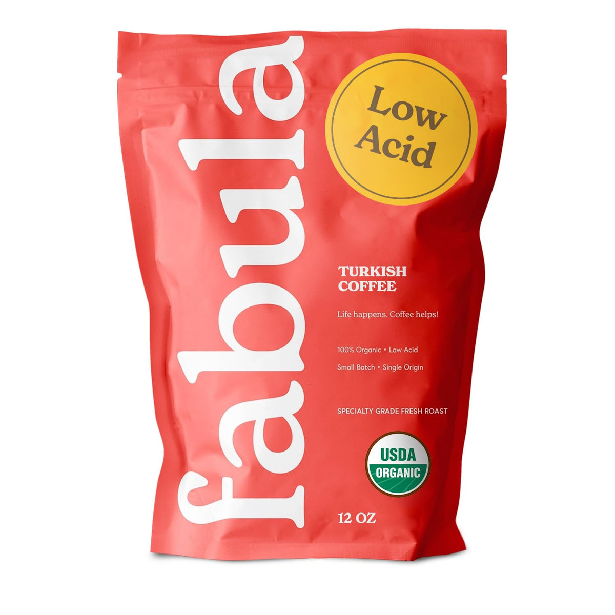 Fabula front packaging showing 12 oz bag and brand benefits for freshness