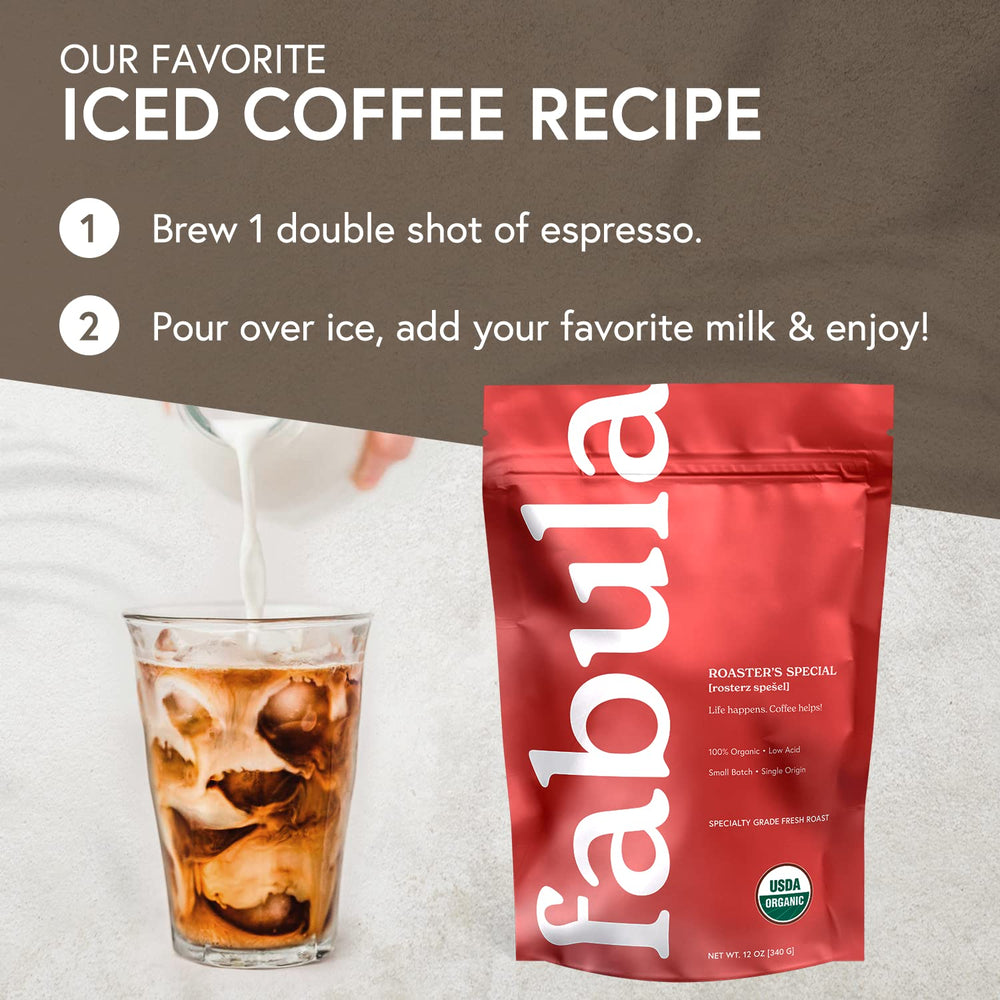 Fabula hand holding 12oz bag to show size and convenient portion