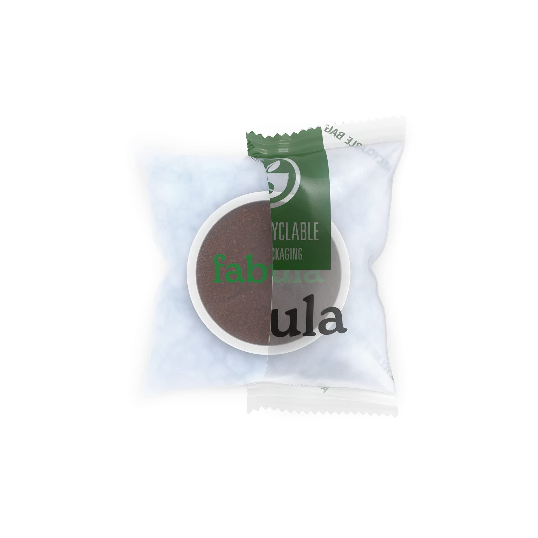 Fabula pod beside airtight pouch illustrating freshness up to one year