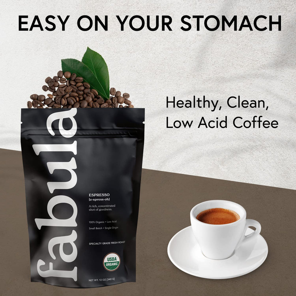 Fabula bag label with organic certification and lab-tested claims visible