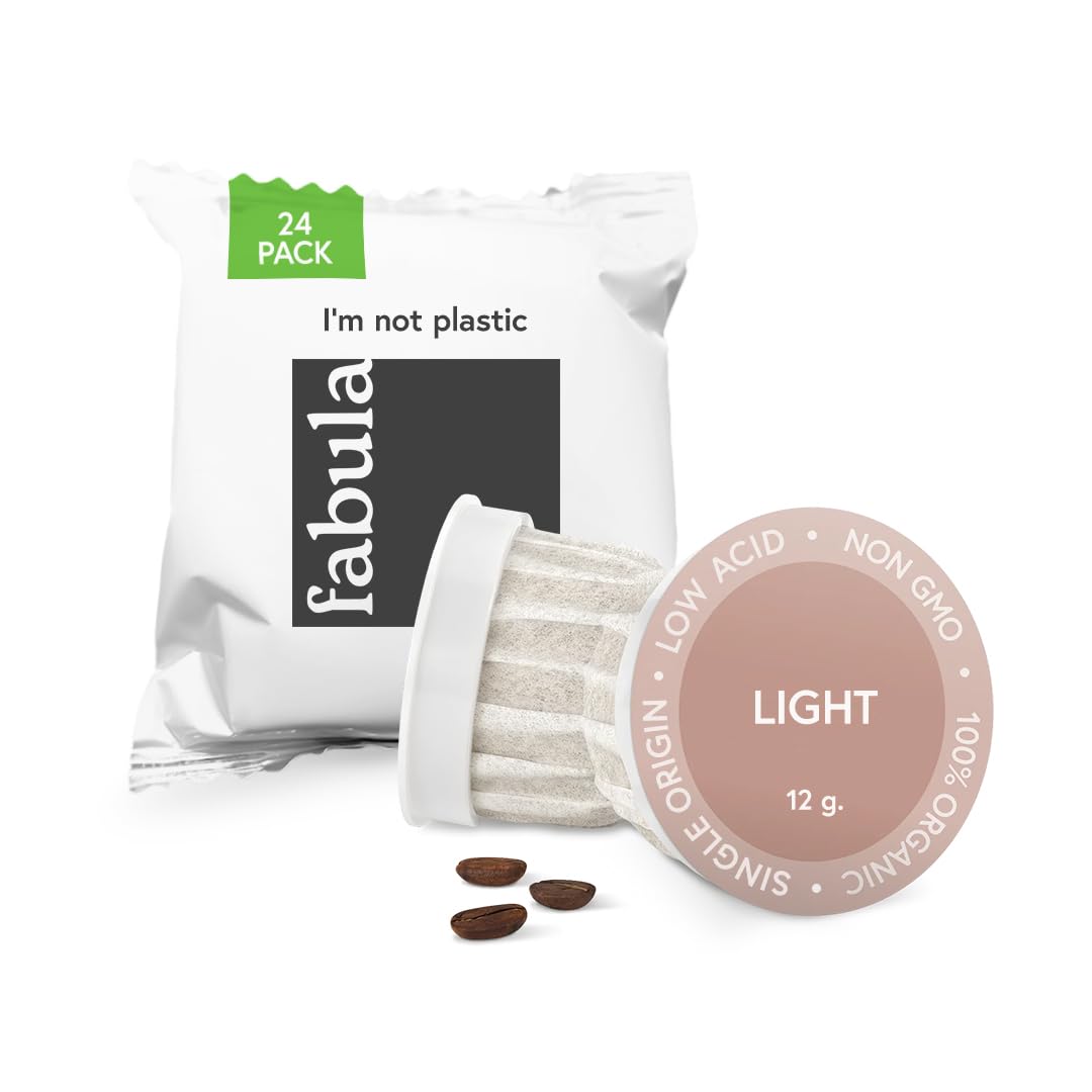 Fabula front packaging showing compostable pods and 24-count benefit