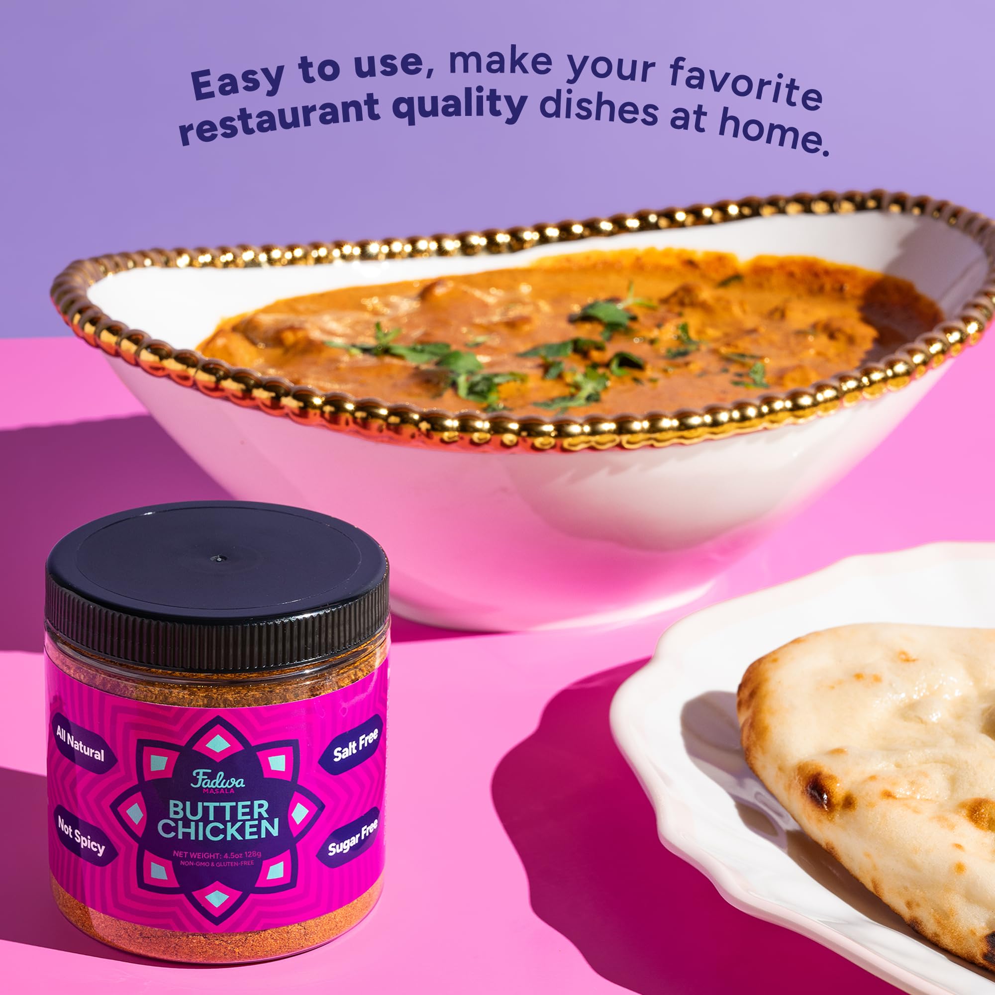 FADWA MASALA plated butter chicken showcasing rich color and texture
