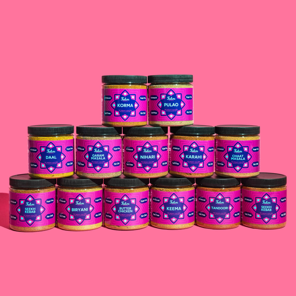 FADWA MASALA jar in hand to show 4.5 oz size and portion control