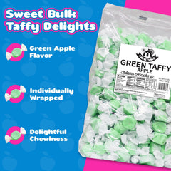 Fairtime close-up of soft green apple taffy texture for chewy enjoyment