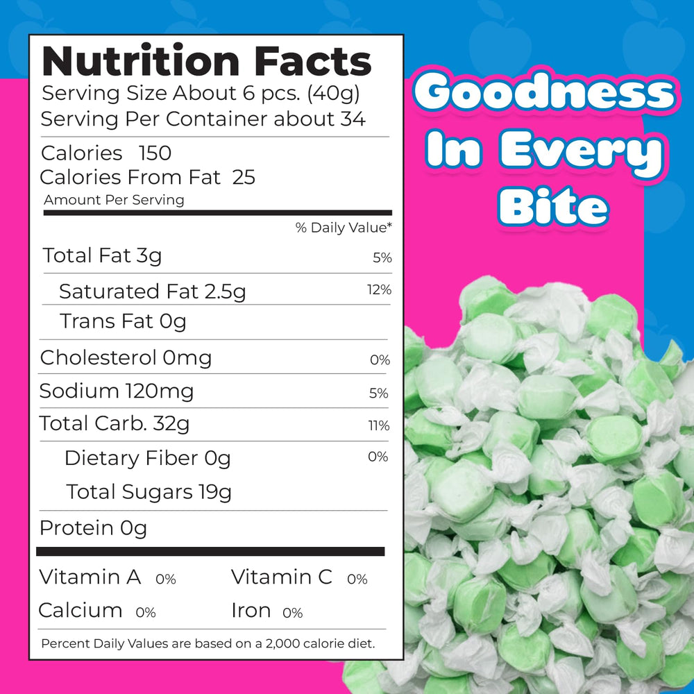 Fairtime individually wrapped green apple taffy piece ready to hand out