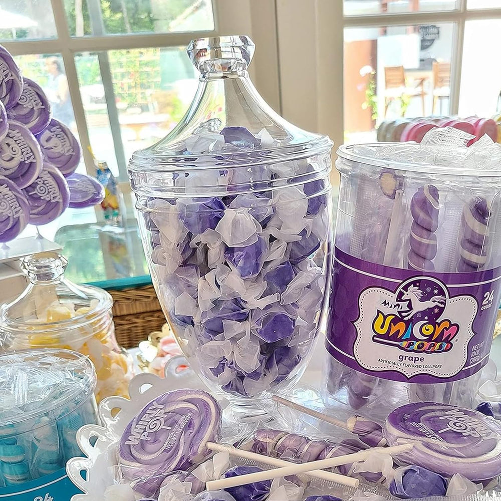 Fairtime taffy in a clear bowl for buffet display and convenience