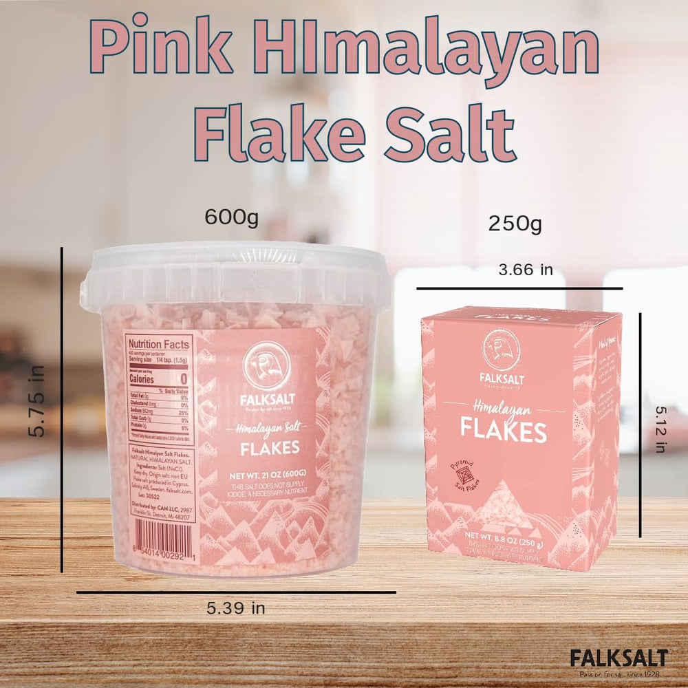 Falksalt lifestyle shot on kitchen table showcasing finishing salt elevating meals