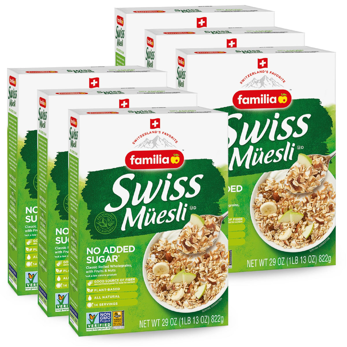 Familia front box pack showing brand and no added sugar benefit