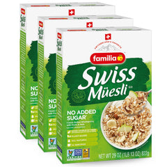 Familia front box view showing branding and no-added-sugar claim for clear shelf recognition