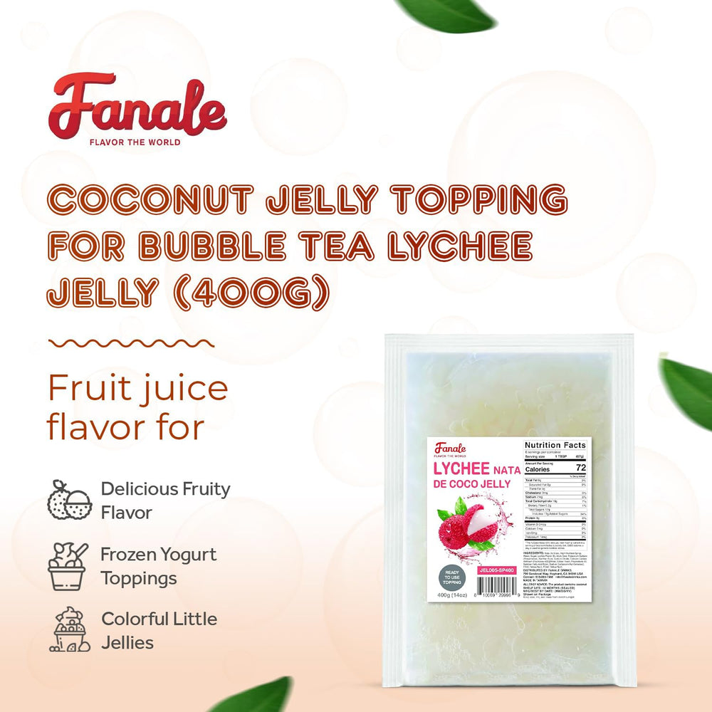 Fanale close-up of jelly texture, chewy nata de coco consistency benefit