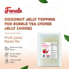 Fanale close-up of jelly texture, chewy nata de coco consistency benefit