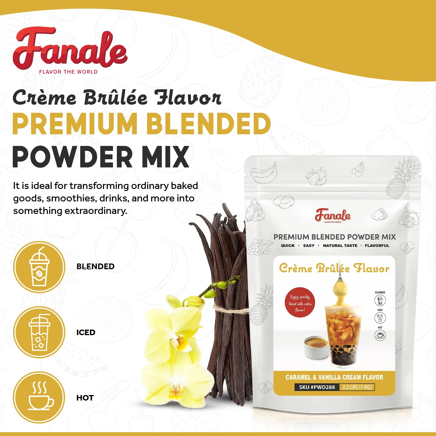 Fanale powder close-up texture highlighting fine particles for quick dissolving