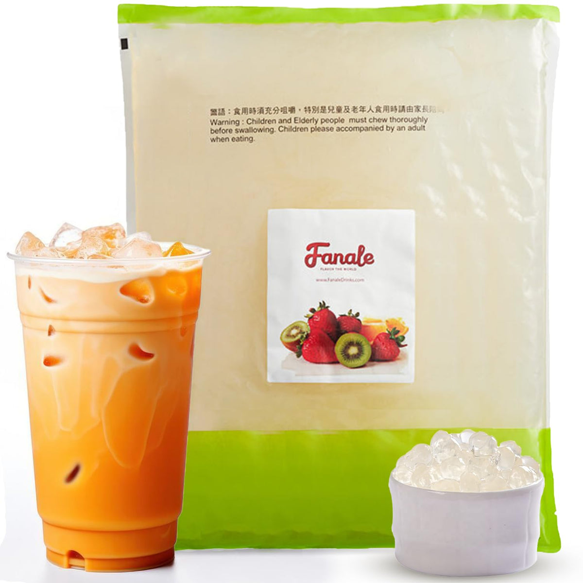 Fanale front packaging showing 4.4 lb bag and ready-to-serve pearls benefit quick service