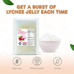 Fanale lychee jelly in a bubble tea cup, visual texture and fruity contrast