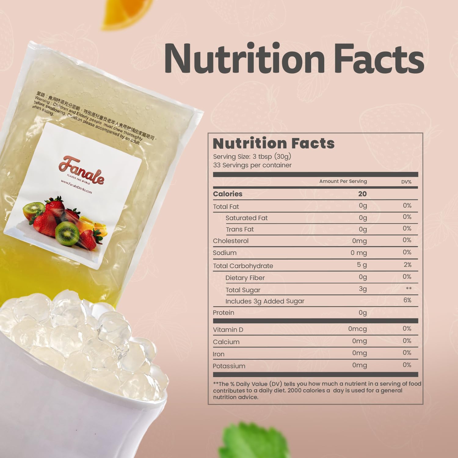 Fanale label and nutrition panel displaying ingredient and storage info