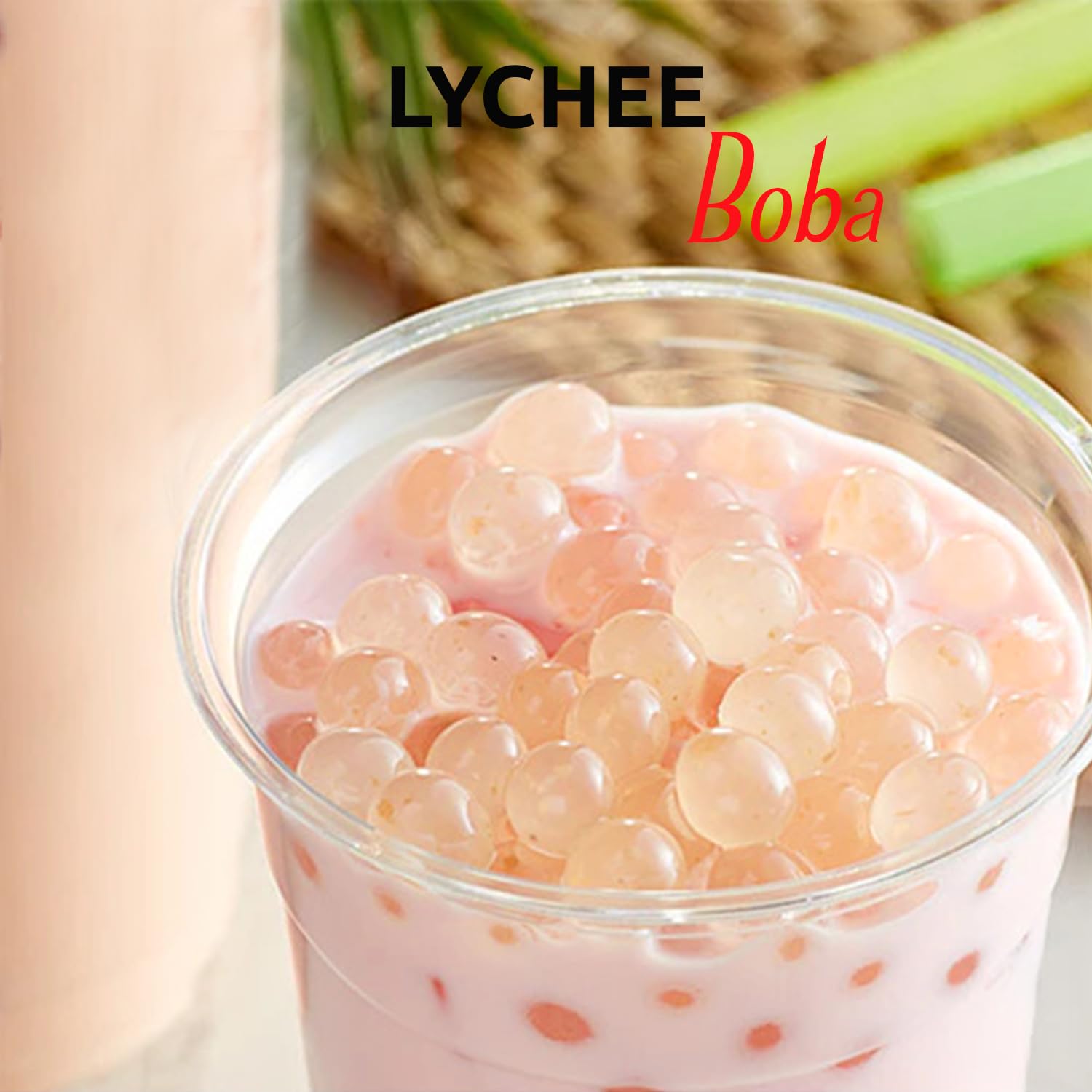 Fanale pearls topping a colorful smoothie, adding visual appeal and texture