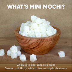 Fanale close-up of mochi texture highlighting soft chew and pillowy surface