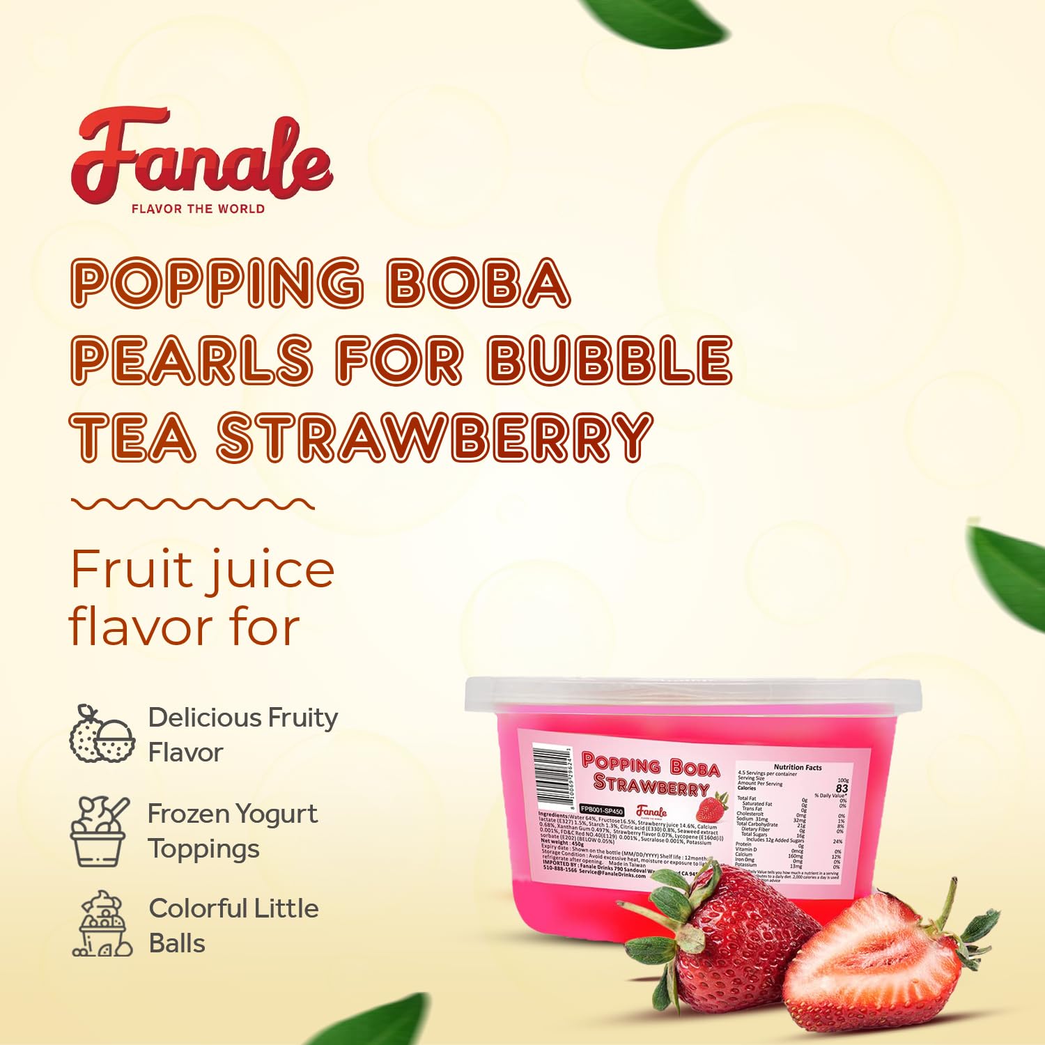 Fanale close-up of strawberry pearls highlighting juicy texture and burst