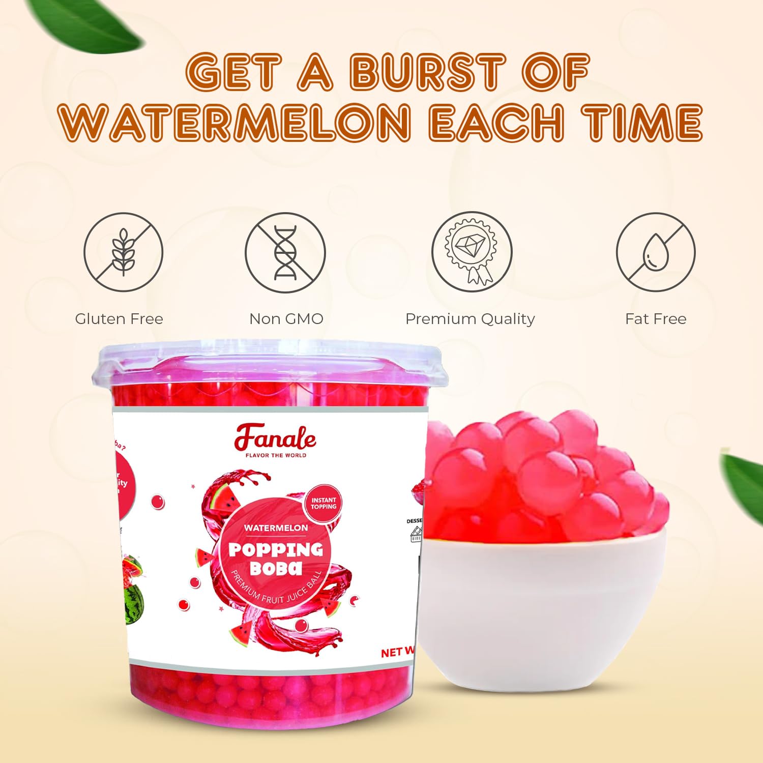 Fanale boba in a clear bubble tea cup adding visual appeal and flavor