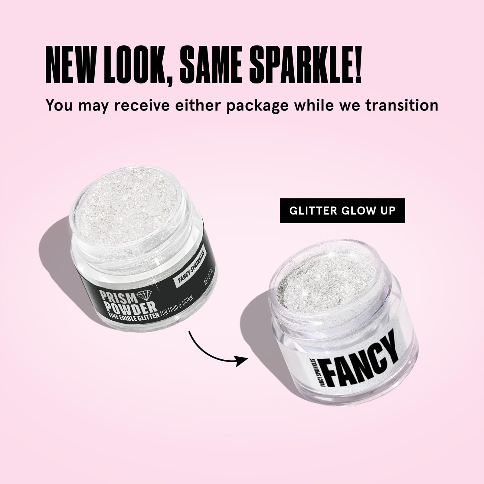 Fancy Sprinkles next to coin for scale demonstrating the 4g jar size convenience