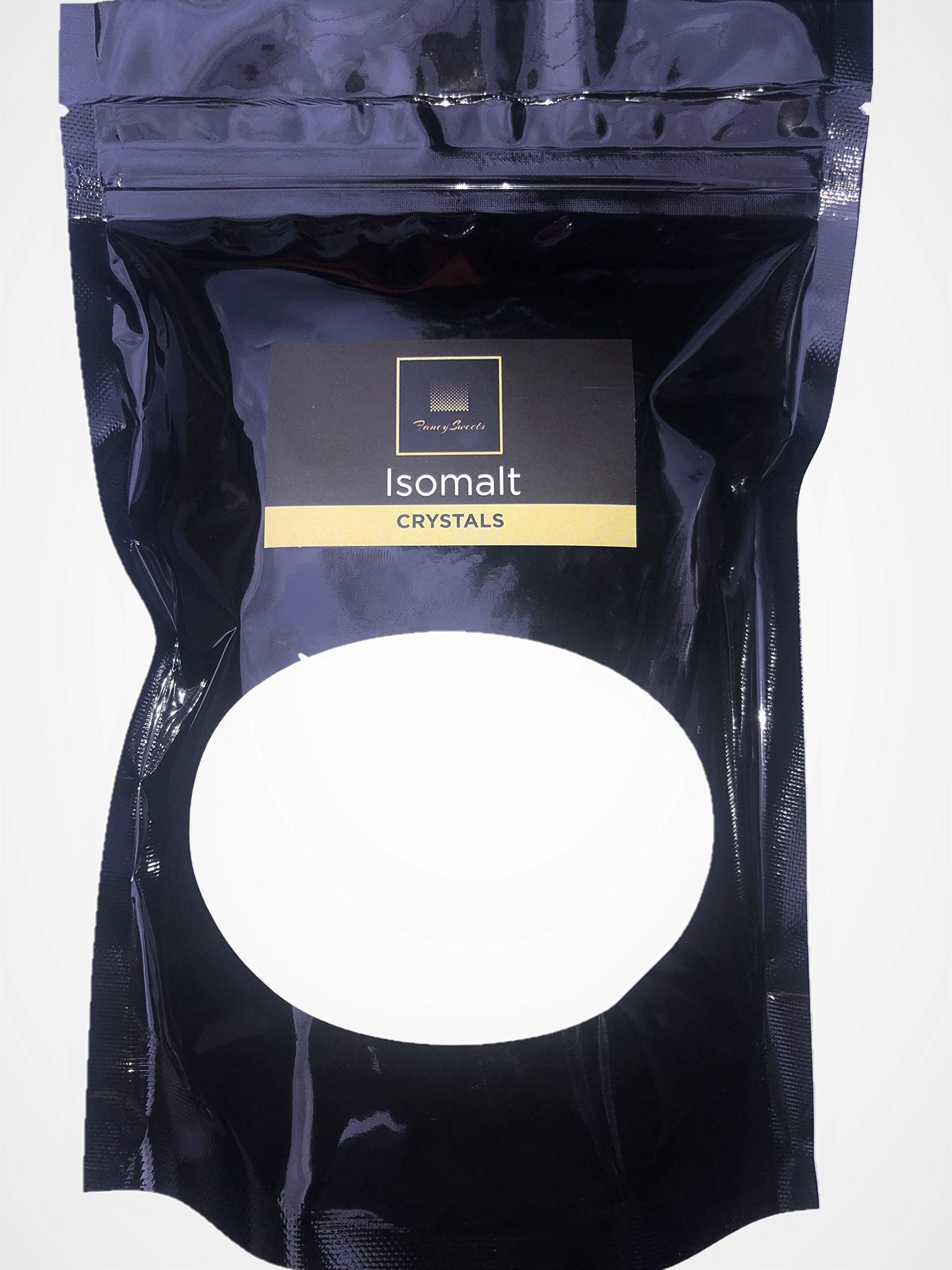 Fancy Sweets LLC front of 2 lb isomalt bag showing product branding and label benefits
