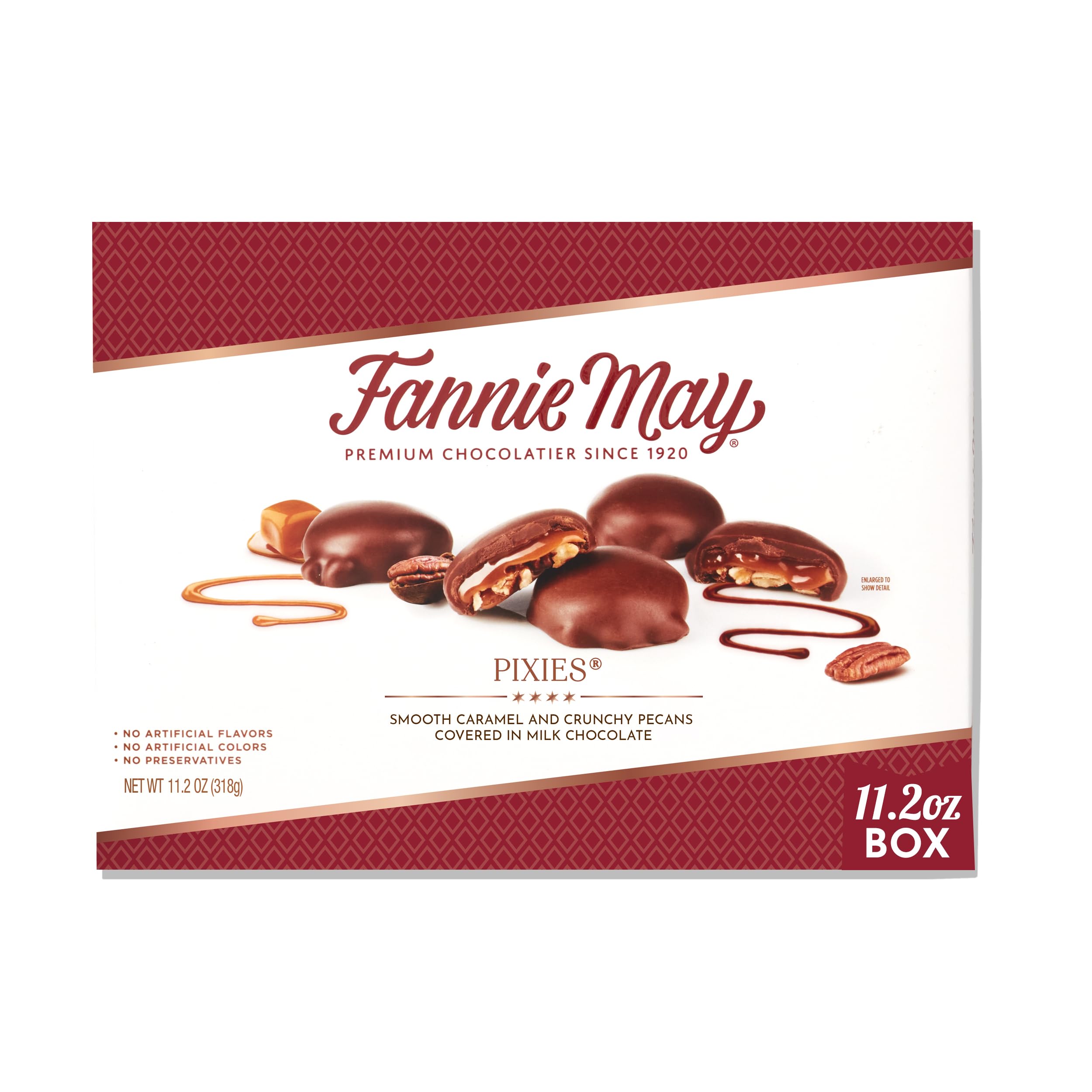 Fannie May front of box showing gift-ready packaging and premium appeal
