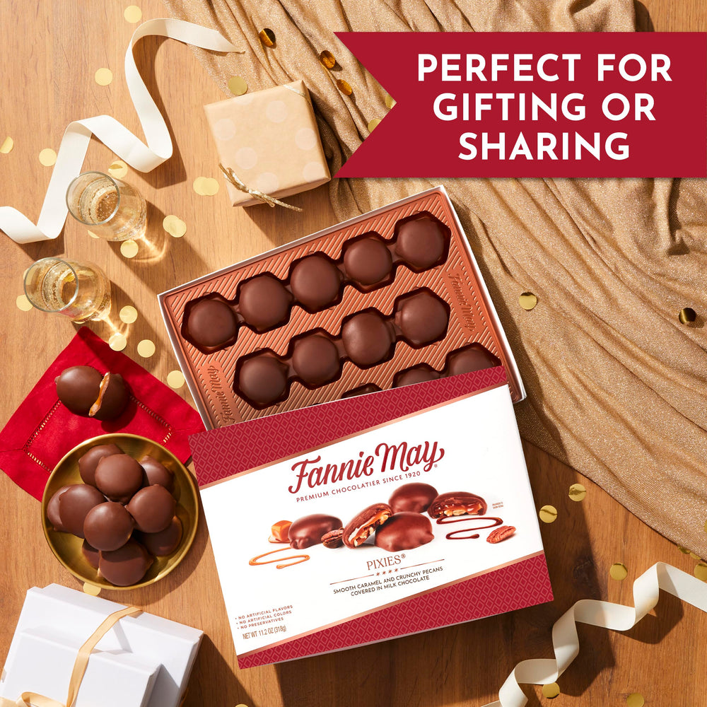 Fannie May candy held in hand showing size and portion benefit