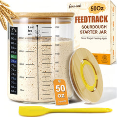FANS-ONE front view of starter jar showing clear markings and capacity benefits