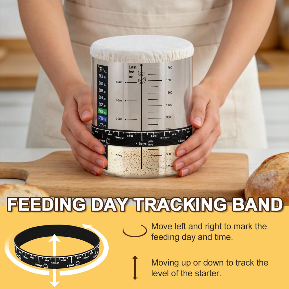 FANS-ONE starter jar in use on countertop for visible fermentation control