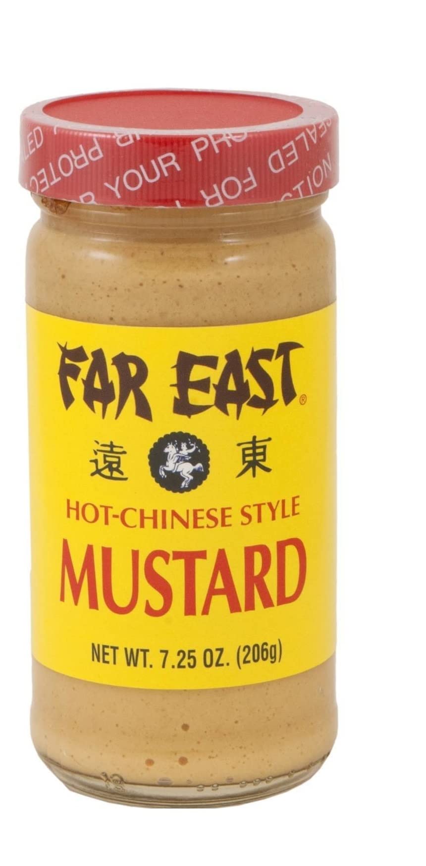 Generic Far East mustard on serving board with egg rolls, suggests versatile serving ideas