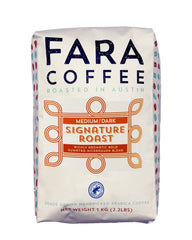Fara Coffee front packaging showing brand and 2.2 lb bag for clear identification and freshness