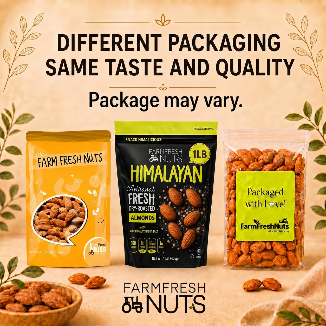 Farm Fresh Nuts bowl of cashews in a casual setting offering ready-to-eat convenience