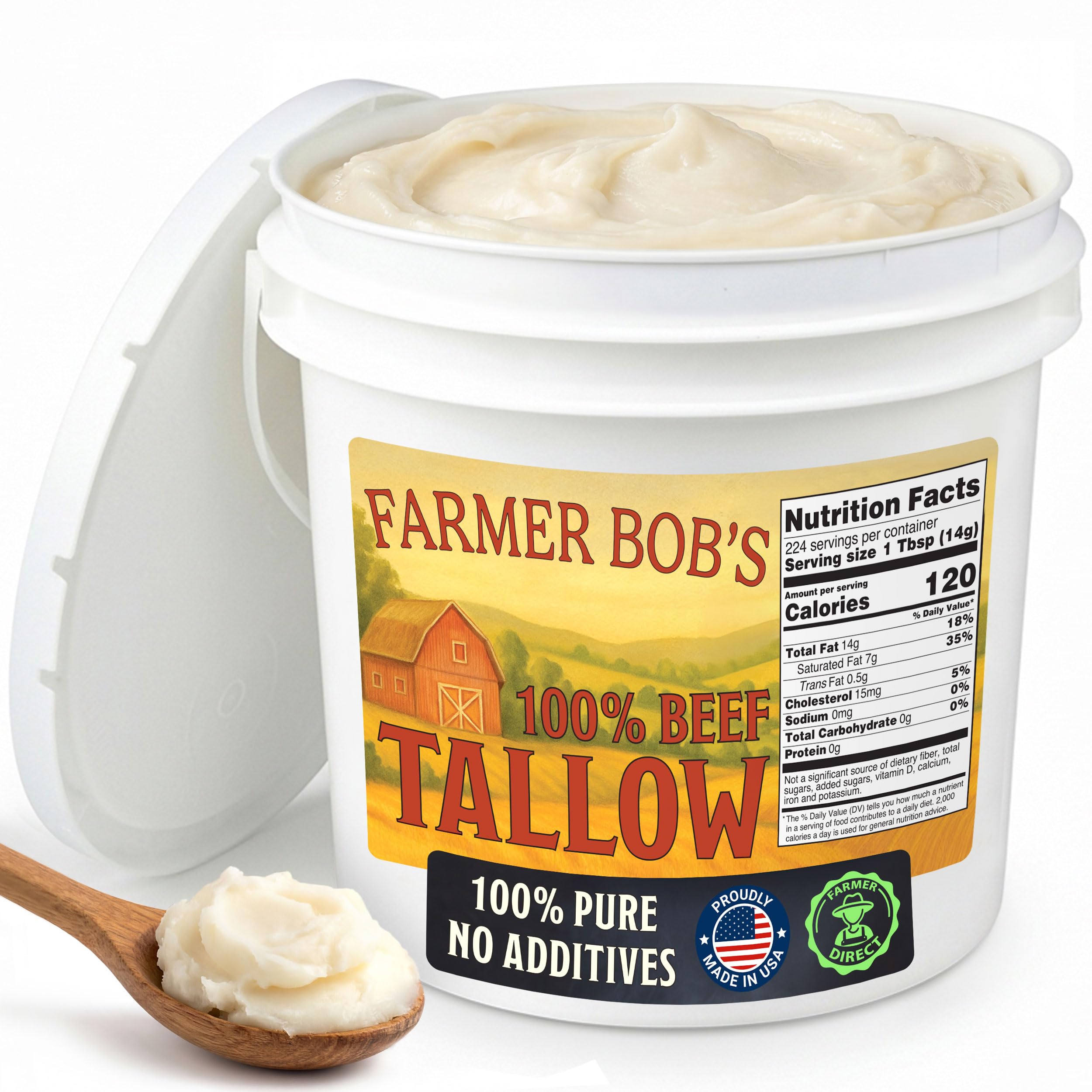 Farmer Bob's jar staged on a kitchen counter illustrating everyday cooking convenience