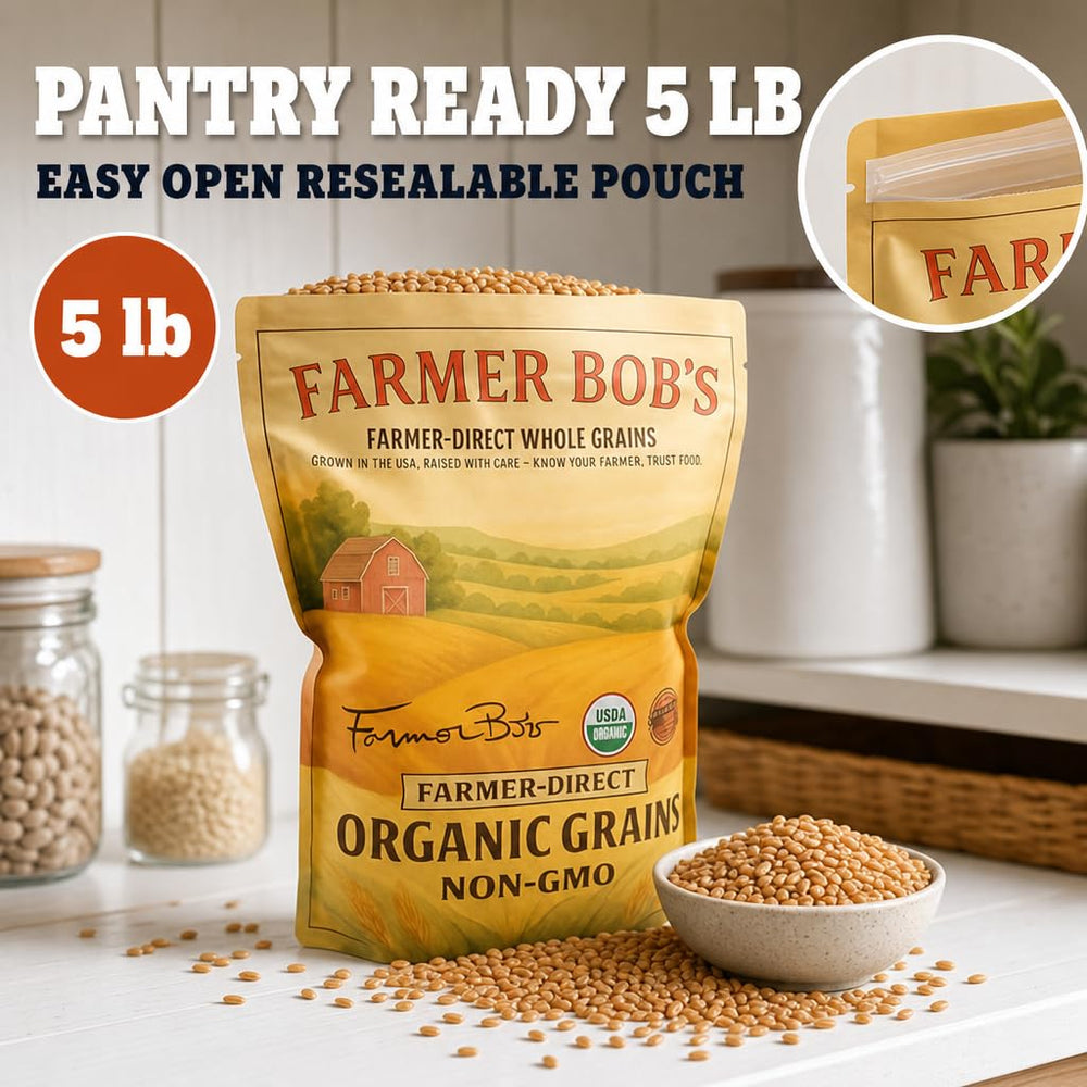 Bowl of flour made from Farmer Bob's milled KAMUT, distinct nutty baking flavor benefit