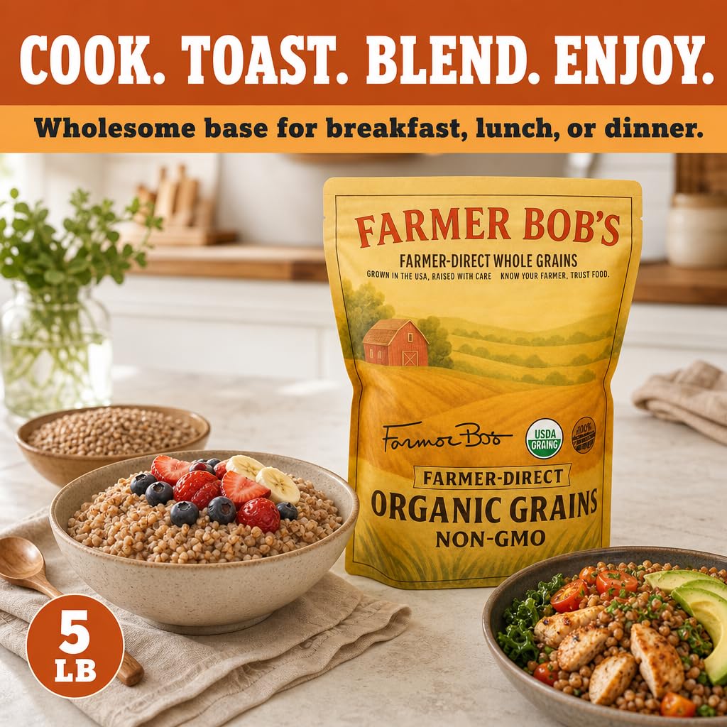 Farmer Bob's label and USDA Organic certification badge highlighting product trustworthiness